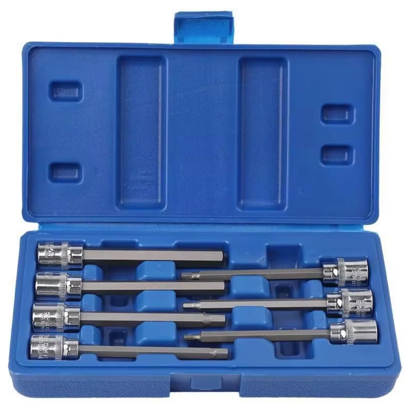 Kit d'outillage mécanique Un Jeu Pour La Réparation Des Manchons De Clé Outils Manuels 7 Pièces Jeu De Douilles Hexagonales Extra Longues H3-H10 Entraînement 3/8 Pouces 110mm