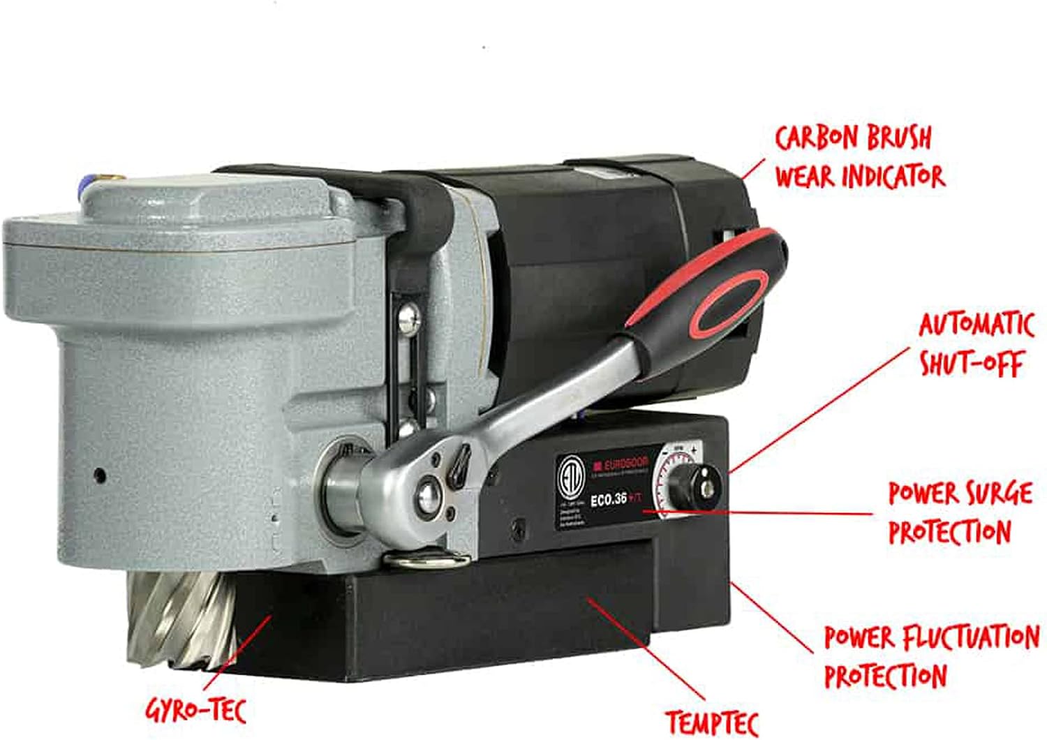 Magnetic Drill Press - 9.5A Portable Drilling Machine with 1 9/16" Annular Cut Capacity & Tapping Function - ECO.36+/T