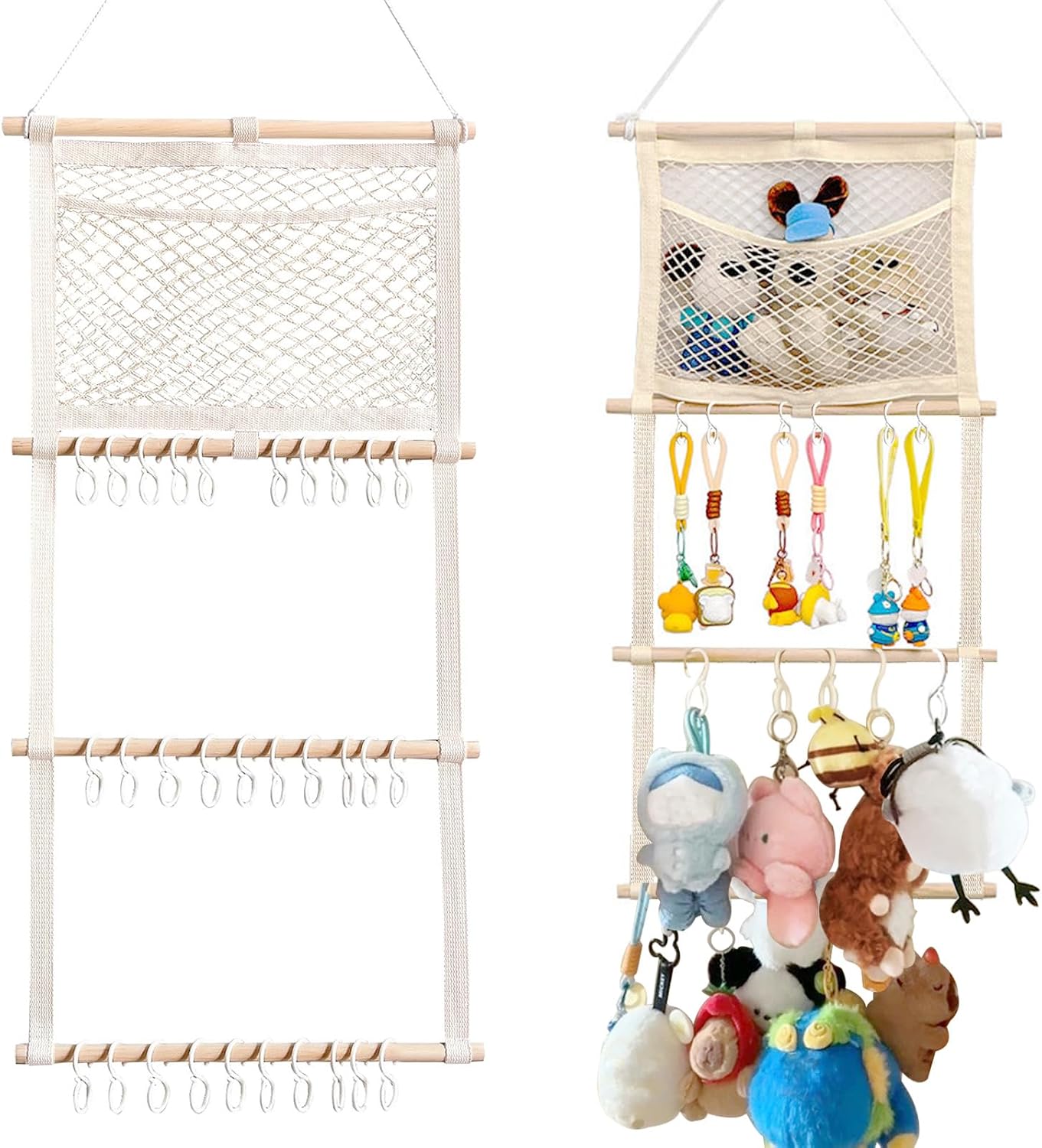 Hanging Display Storage Shelves Detachable Doll Organizers Plushy Display Clothes Collectors Gifts, Hanging Over the Door Organizer for Bedroom Home (Beige 1Pcs)