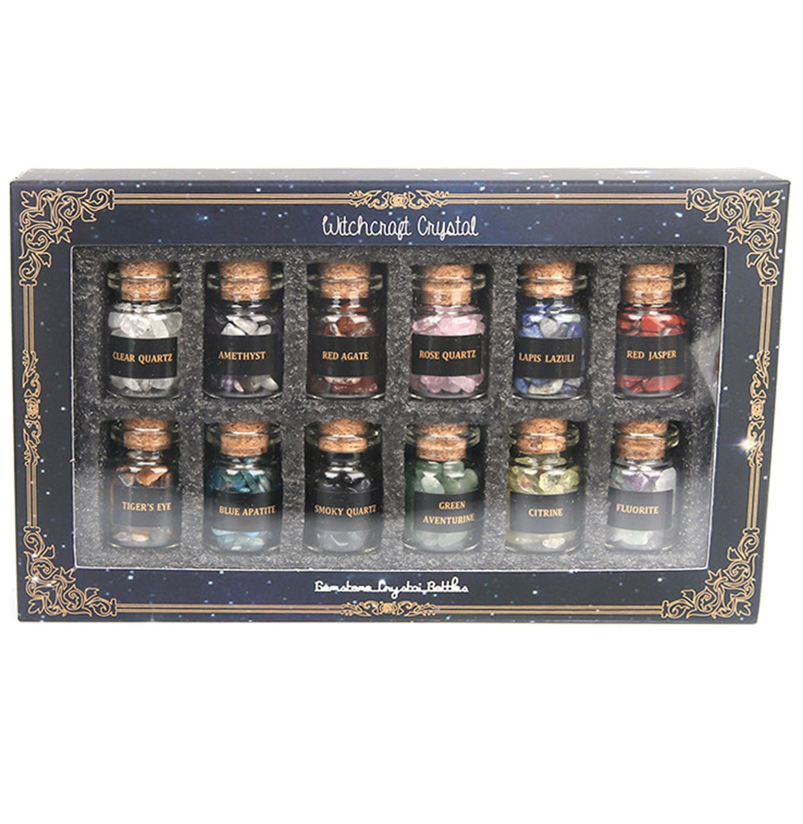 Natural Crystal Wishing Bottle Set Healing Mineral Specimen Collection