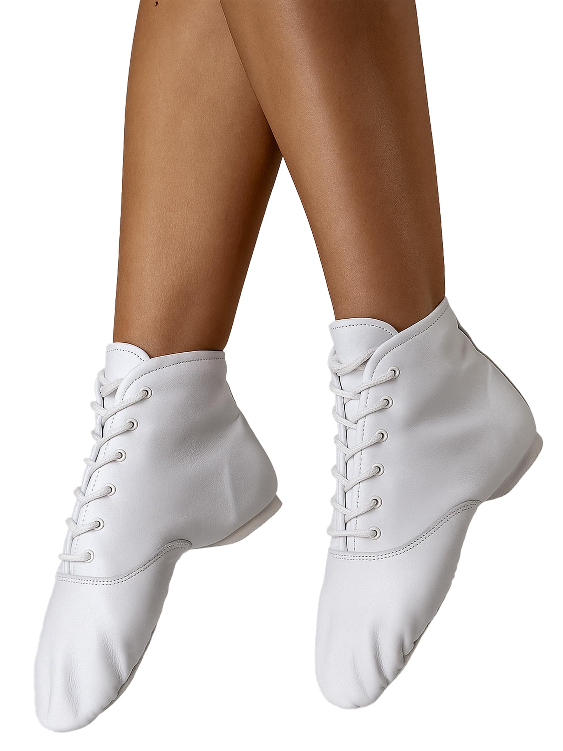 Diamant Gardeschuhe in weiß Leder mit geteilter Gummisohle Turniertauglicher Garde-, Show- & Jazztanzstiefel