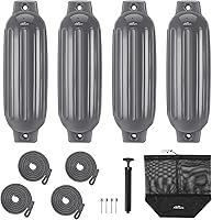 Vista 22 de Affordura Paquete de 4 Defensas de Barco Parachoques Defensas con 4 Cuerdas, Parachoques de Barco para Defensas de Barco Pontón Inflables