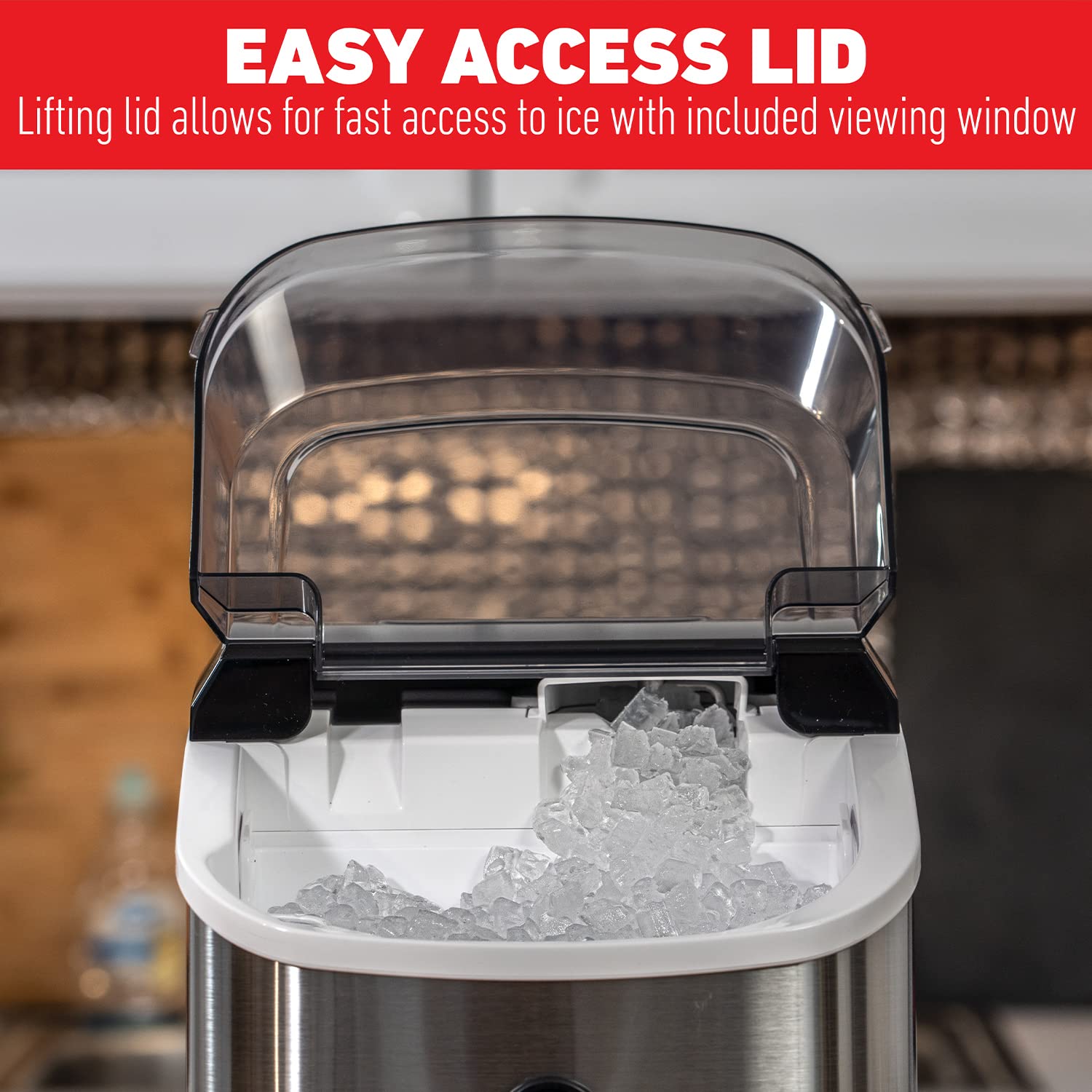 Deco Chef 33lb Per Day Countertop Ice Maker, 1-Click Automatic Operation, Self-Cleaning, Chewable Soft Nugget Ice, Stainless Steel on Fridge.com - View 5