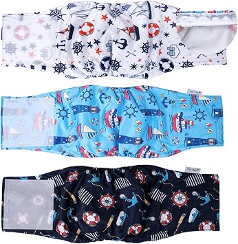 Pet Soft Dog Belly Bands - Washable Dog Diapers Belly Band for Male Dogs, Reusable Male Dogs Wraps 3pack for Doggy PuppySailor, XS