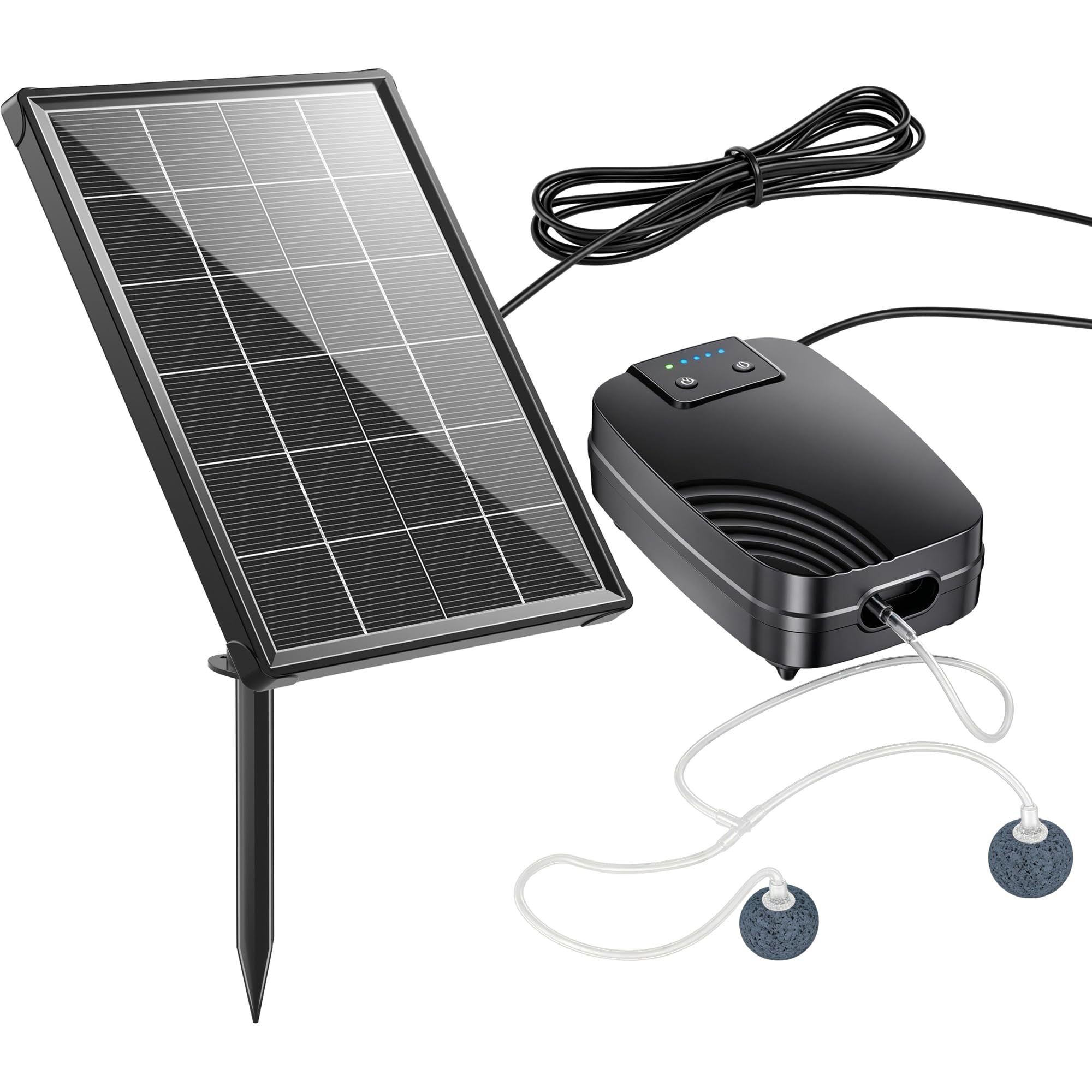 POPOSOAP 4W Solar Teichbelüfter, Solar Luftpumpe für Teich mit 2200 mAh Akku-Backup, 3 Betriebsmodi & getrenntem Solarmodul – ideal für kleinen Außenbereichsteich, Aquarium und Hydroponik-Systeme