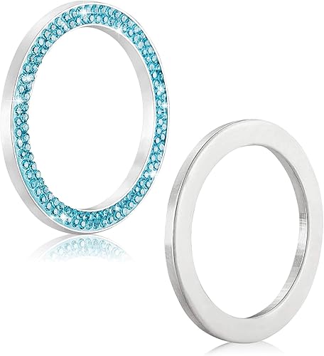 Miniatura 4 de Cubiertas universales de diamantes de imitación con 1 pieza de diamantes de imitación de automóvil, anillo de emblema para botón de encendido de