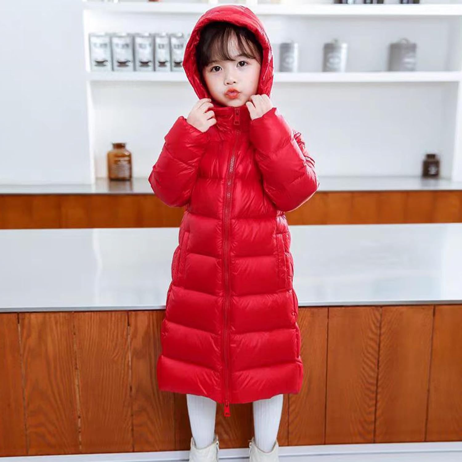 Girls Puffer Jacket with Hood Thicken Water Resistant Long Winter Coats Trendy Warm Quilted Jackets 5-15 Years