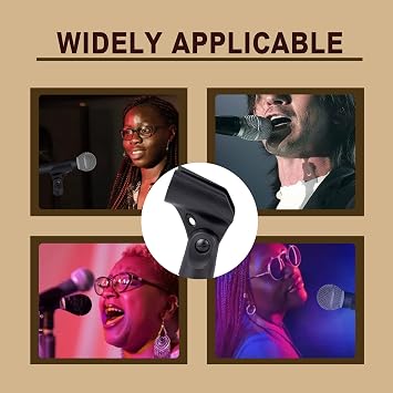 2PCS Microphone Clip Mic Clip Replacement Adjustable Mic Holder Microphone Holder Clamp with 5/8 to 3/8 Mic Screw Adapter Black Universal Mic Clips for Stands for Wired Wireless Mic