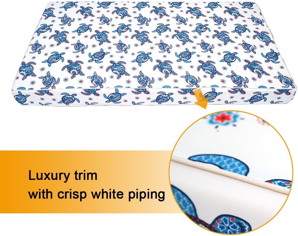 Outdoor Twin Daybed Cushion Cover, Waterproof Twin Mattress Cover for Porch Swing Bed, Outdoor Daybed Cushion Protector, Fitted Sheet Bolster Pillow Cover - Only Cover （76"x39"x6" ,Sea Turtle Drift）