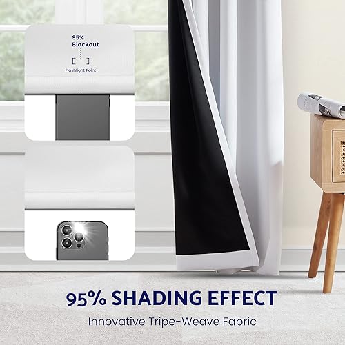 Miniatura 3 de SLEEP ZONE Cortinas opacas con aislamiento térmico para dormitorio, oscurecimiento de habitación, reducción de ruido, cortinas de ventana con ojales