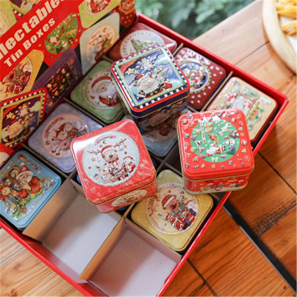 Amazon.co.jp: クリスマス 雑貨 ブリキ 角缶 収納ボックス ケース