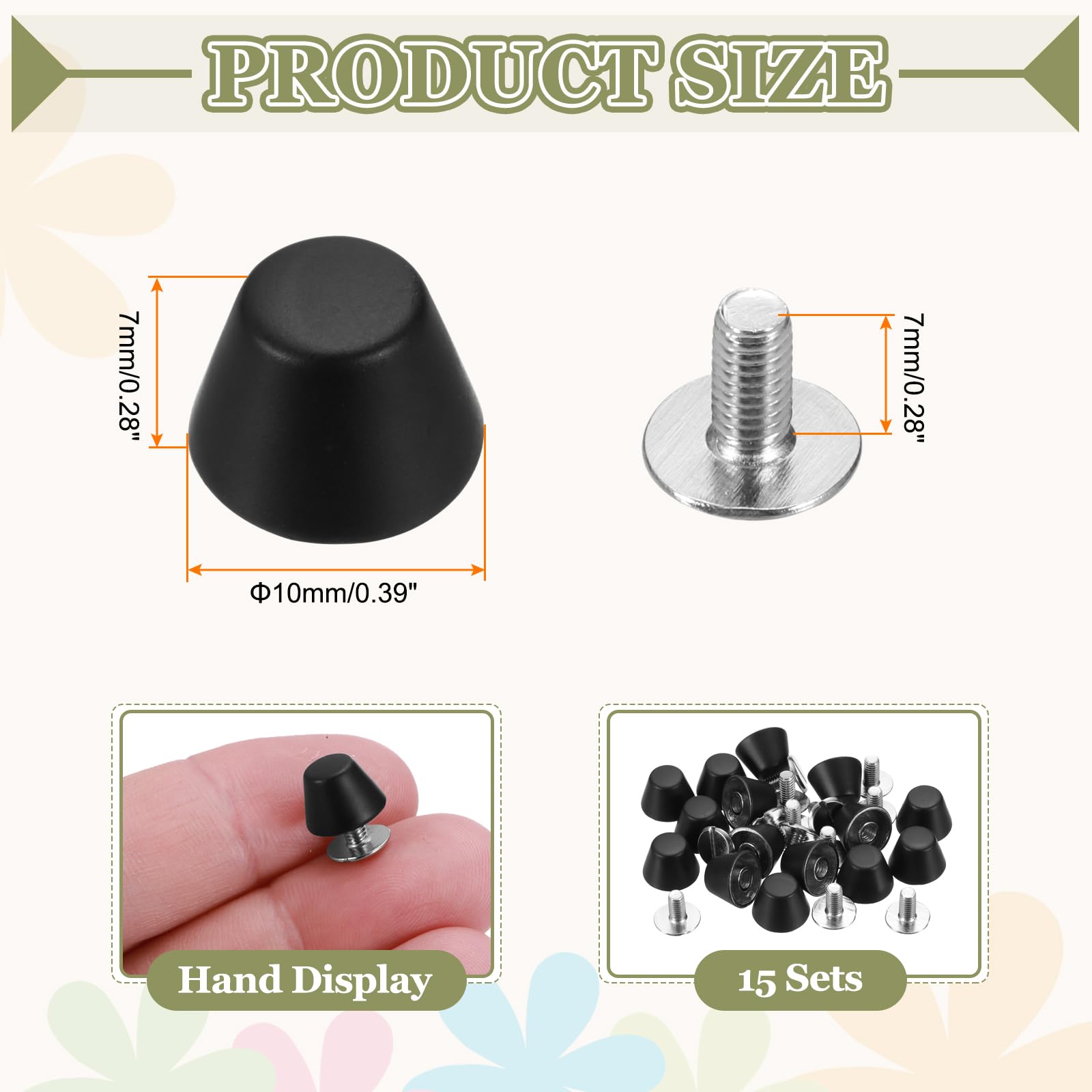 PATIKIL 10mm Screw Back Rivets Stud - Image 2