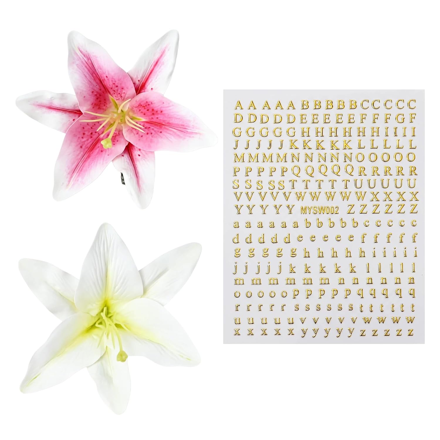 DIY Lily Flower Hair Clips Customizable Decorating Kit Letters Sticker for Women to Decorate Hawaiian Artificial Tropical Flower Orchid Hair Pin