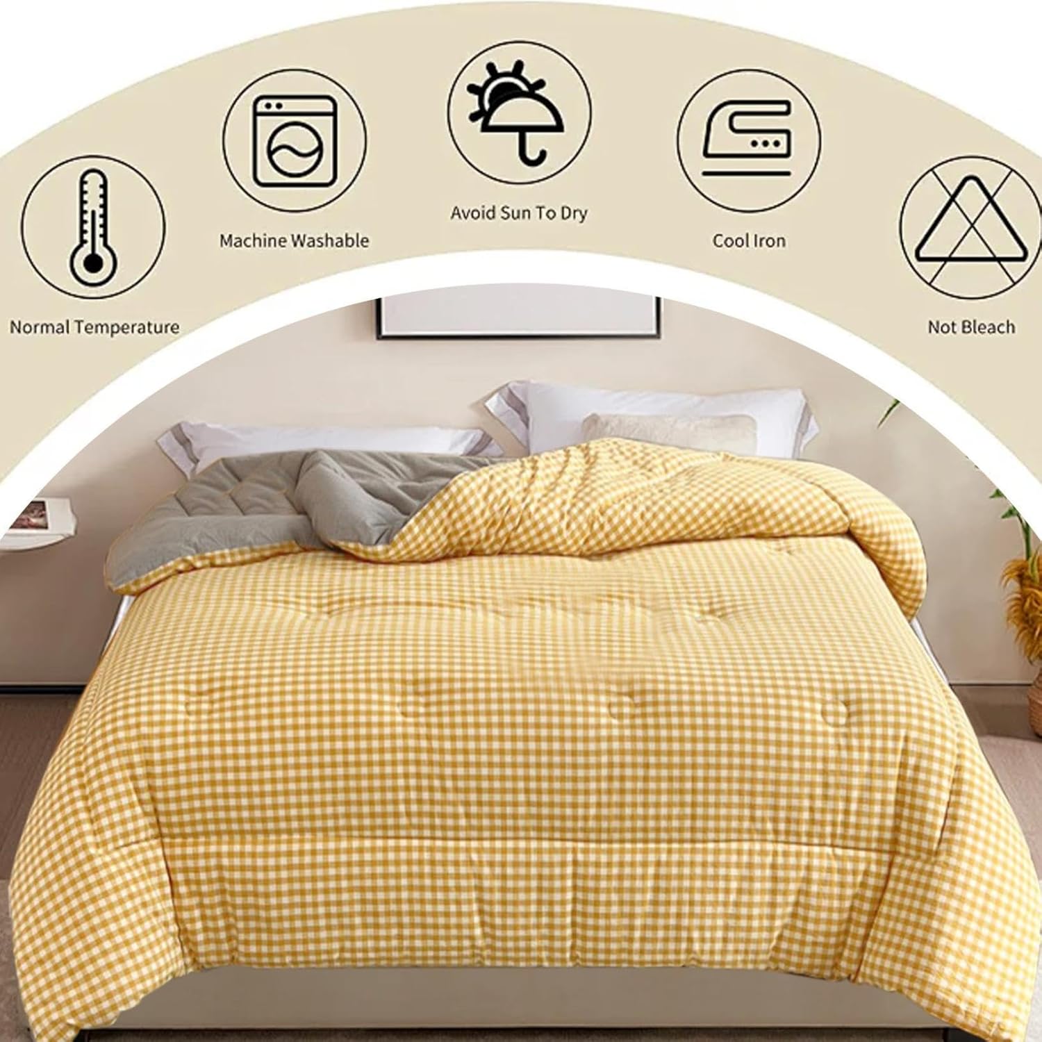 Thickened Spring and Fall Quilt Warm Seasons Core Quilt Bedding 59 X 78 in, Colorful, Soft Material and Easy to Clean, Superior Warm, Checked Pattern, Soft and Comfortable (Yellow)