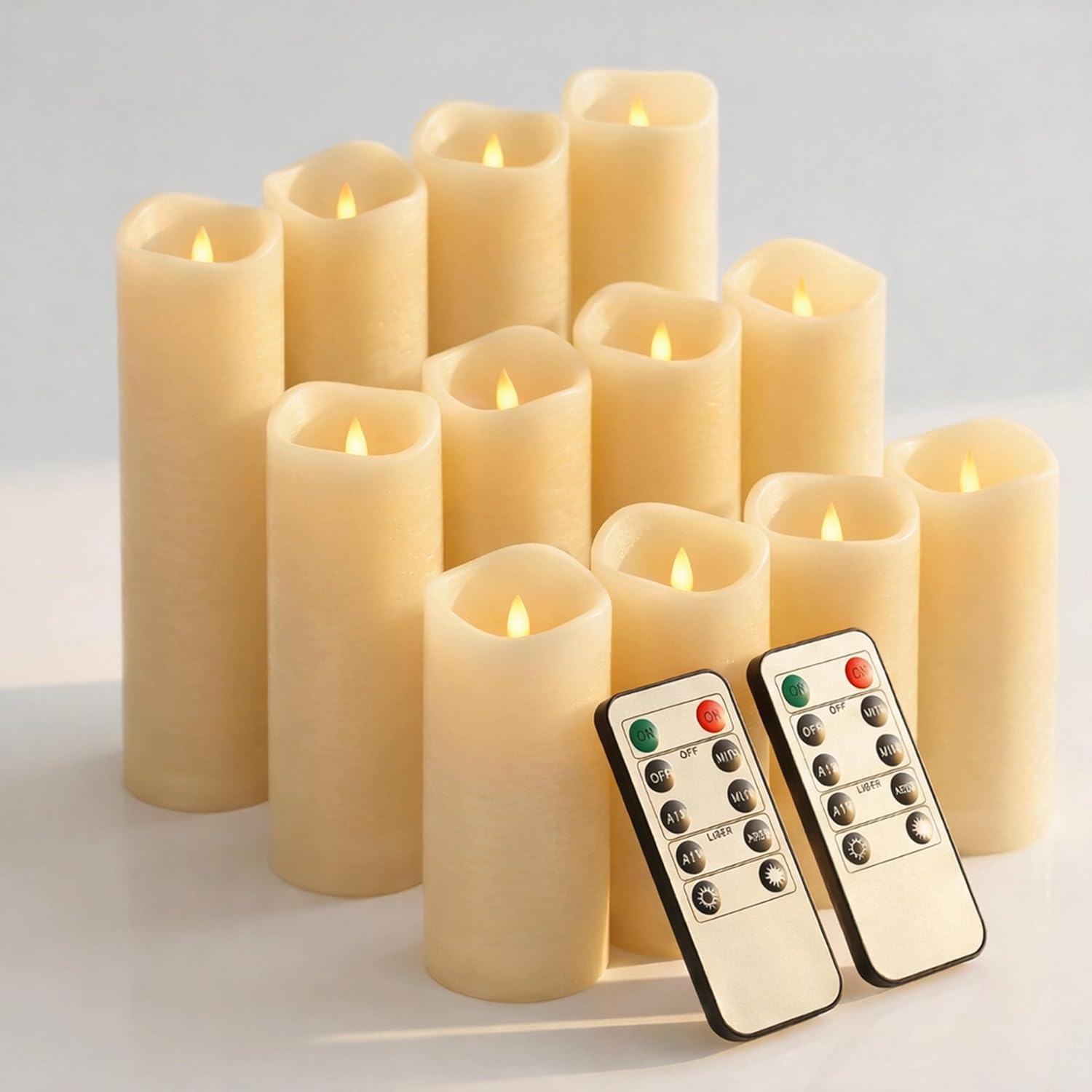 Enido Flameless Candles Led Candles Pack of 12 Battery Candles  Waterproof Outdoor Indoor Candles with 10-Key Remotes an