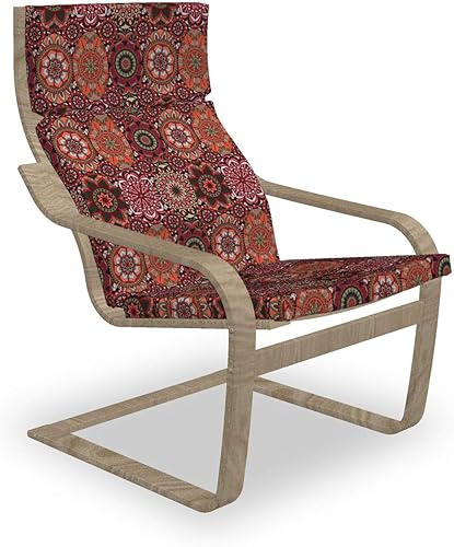 Miniatura 3 de Ambesonne Almohadilla y funda para sillón de hojas, líneas finas, bosquejo artístico, hojas otoñales, temporada de otoño, estampado de follaje