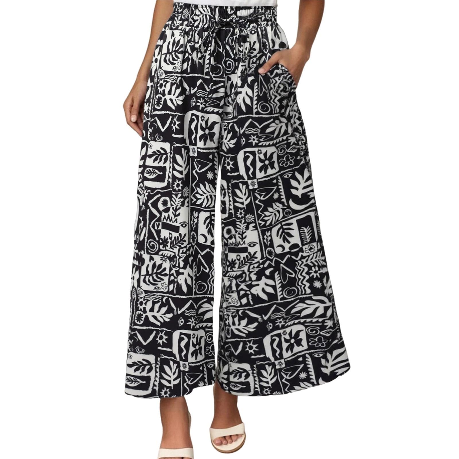 Pantalon de vacances taille élastique ajustable pour femme
