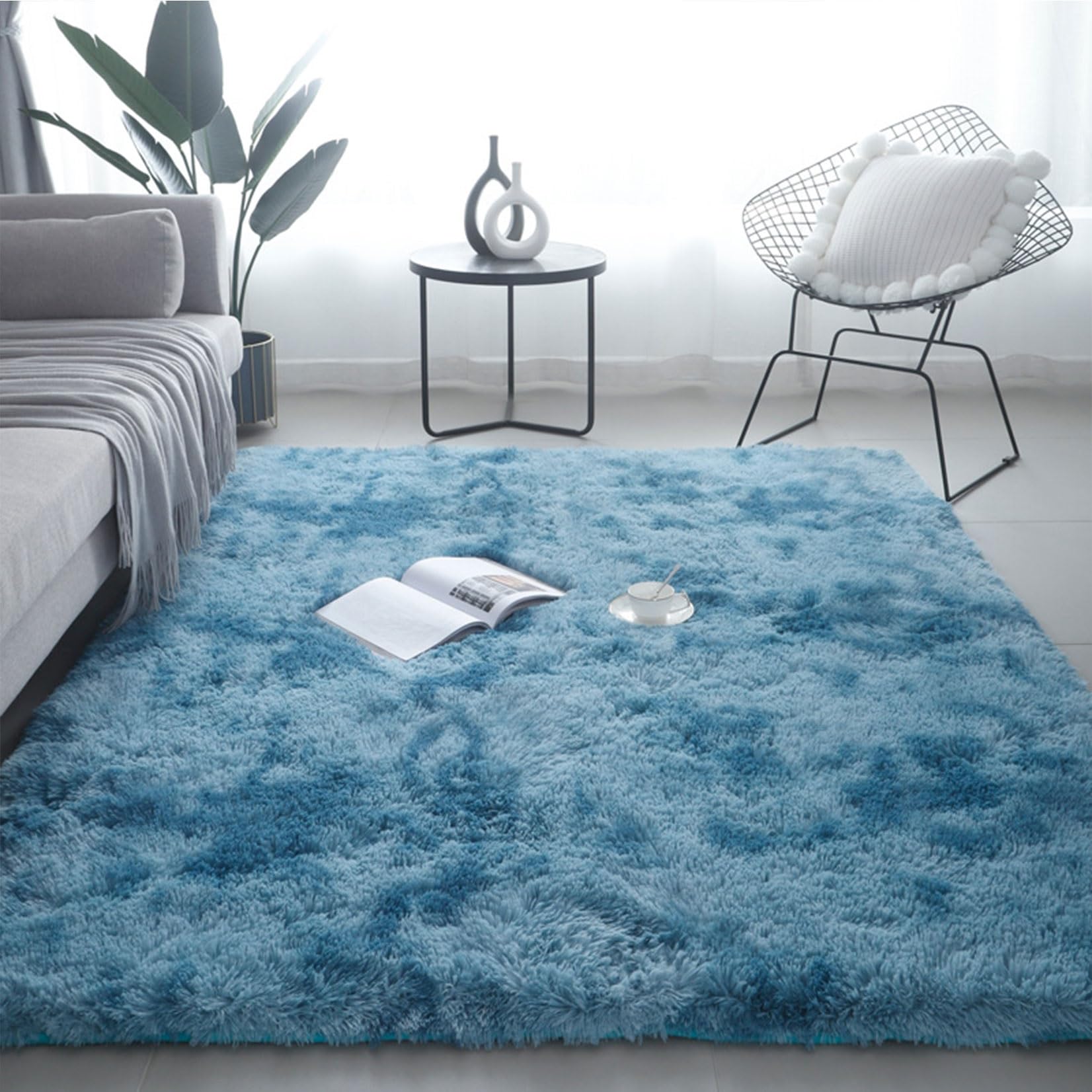 Tapis de salon antidérapant grand format 250x280 lavable et moelleux shaggy