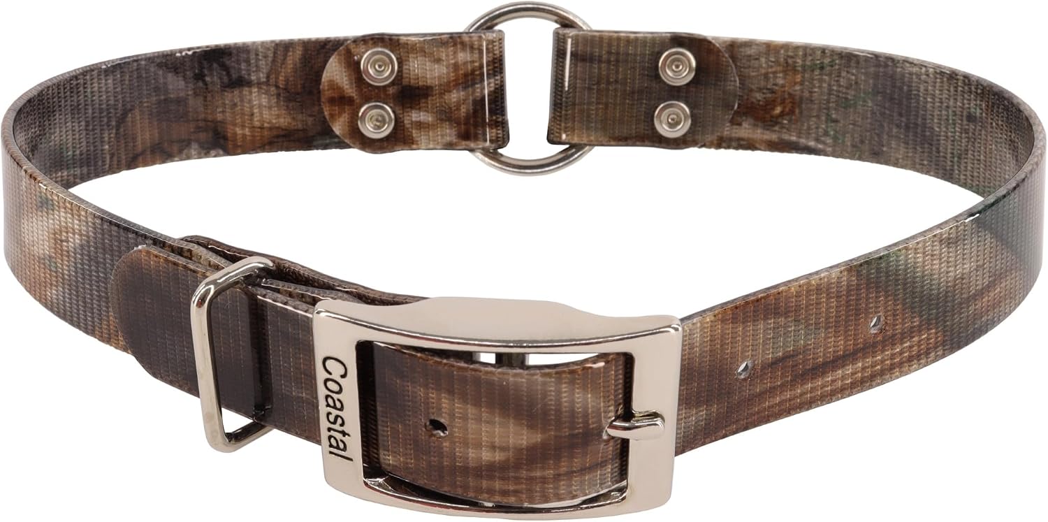 Coastal Pet - Water & Woods Waterproof Hound Dog Collar with Center Ring by Coastal Pet - Durable Dog Collar - Odor Resistant - Easy Self Untangling - Shadow Grass Blades, Medium - 1" x 20"