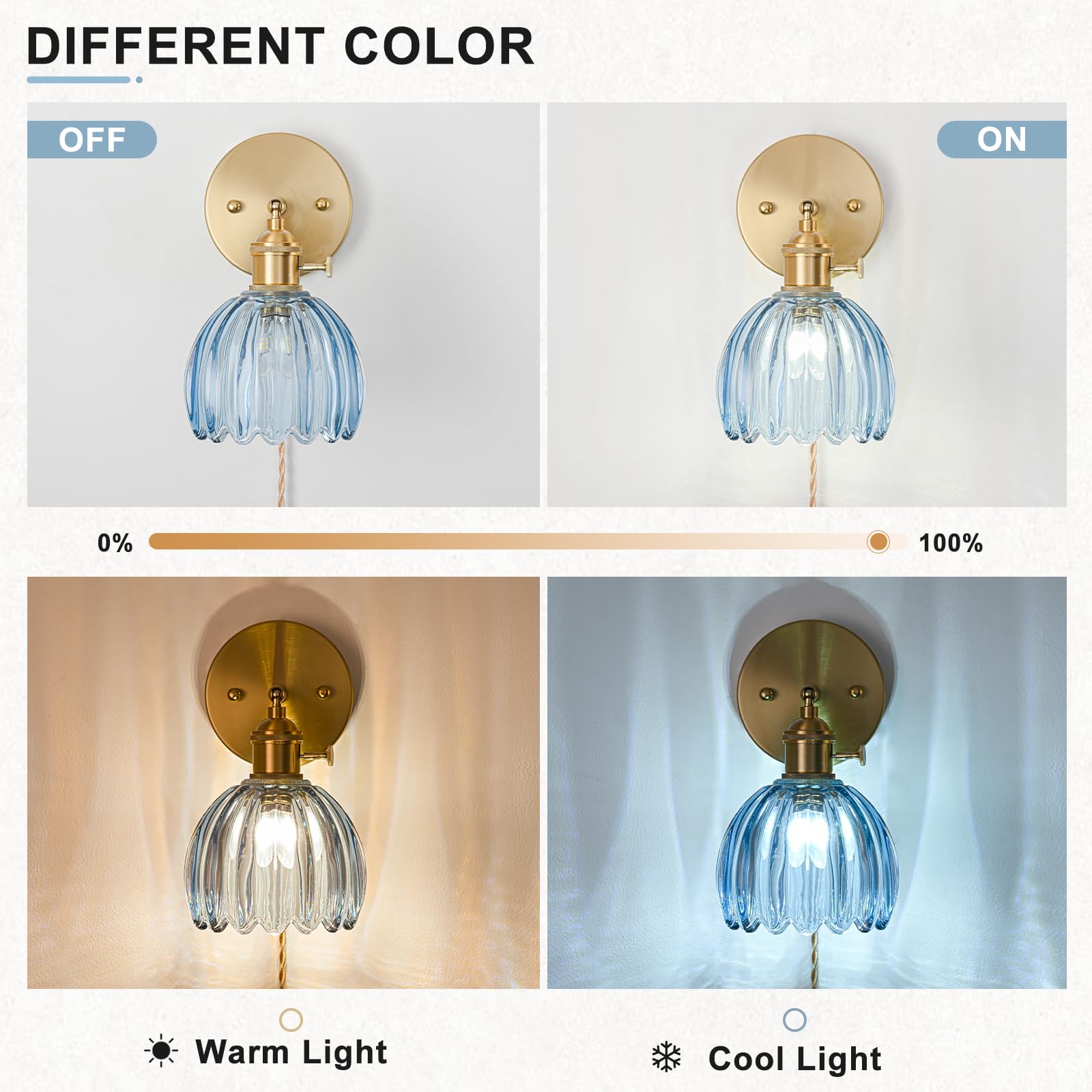 Plug in Wall Sconces Set of 2, Vintage Wall Sconce Light with
