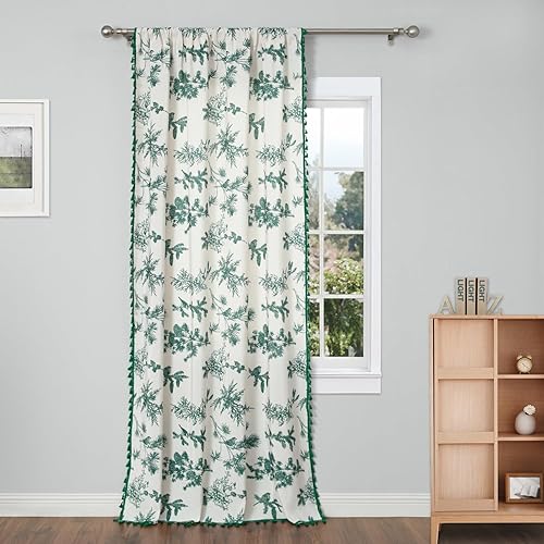 VOGOL Cortinas bohemias de 96 pulgadas de largo, con textura de lino, paneles decorativos para ventana para oficina en casa, 1 cortina de privacidad disponible en Yaxa Costa Rica