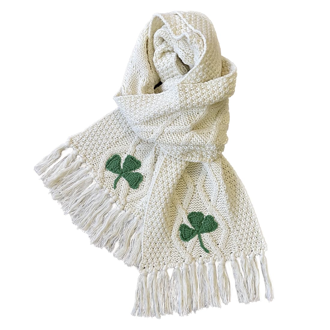 Aran Cream Shamrock Scarf by Patrick Francis Ireland