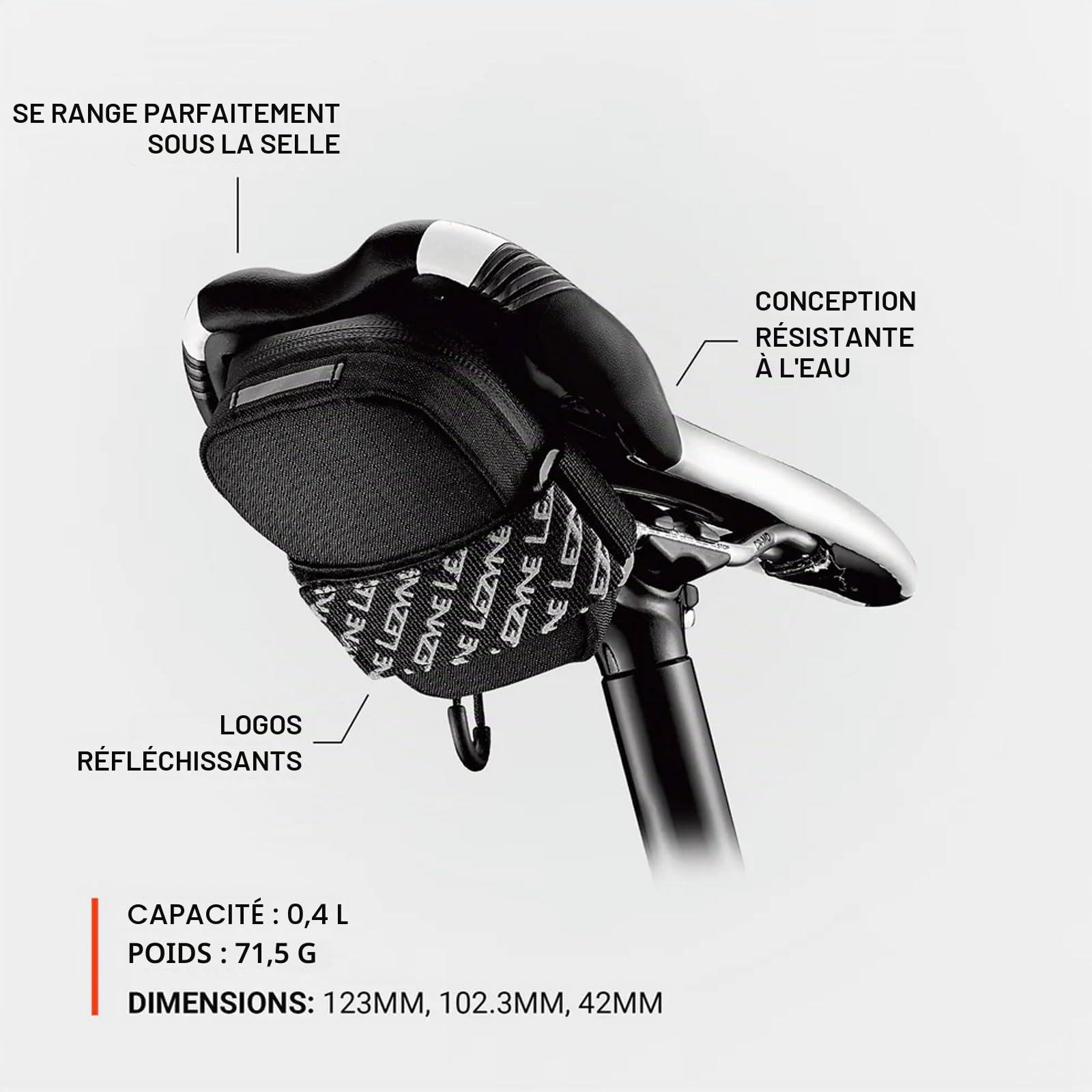LEZYNE Caddy Soft Goods Unisexe, Noir, 45.5 x 34.0 x 26.5 cm, 0.35 Liter