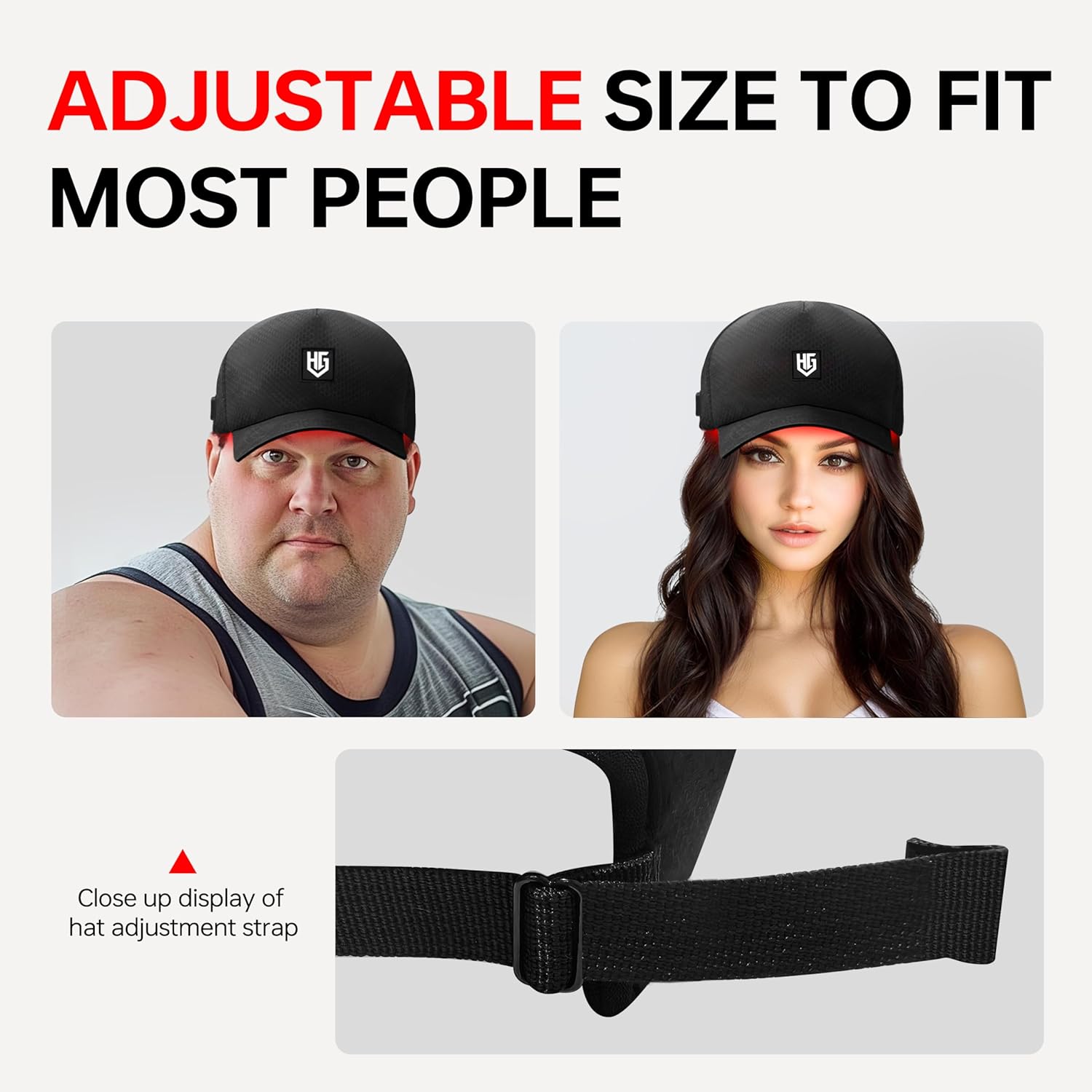 Cordless Red Light Hat with 2000mAh Rechargeable Battery, Red Light Cap with 660nm & 850nm Near-Infrared Light, Portable Wireless Design