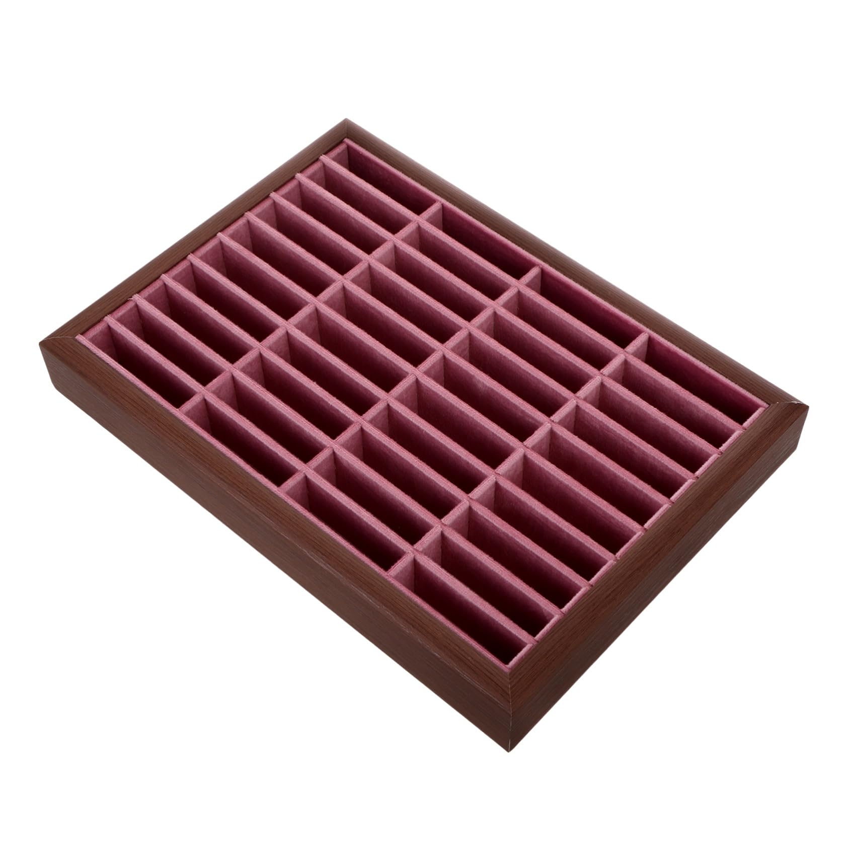 Plateau de rangement pour montres Healvian : présentoir bijoux et bracelets en bois de noyer