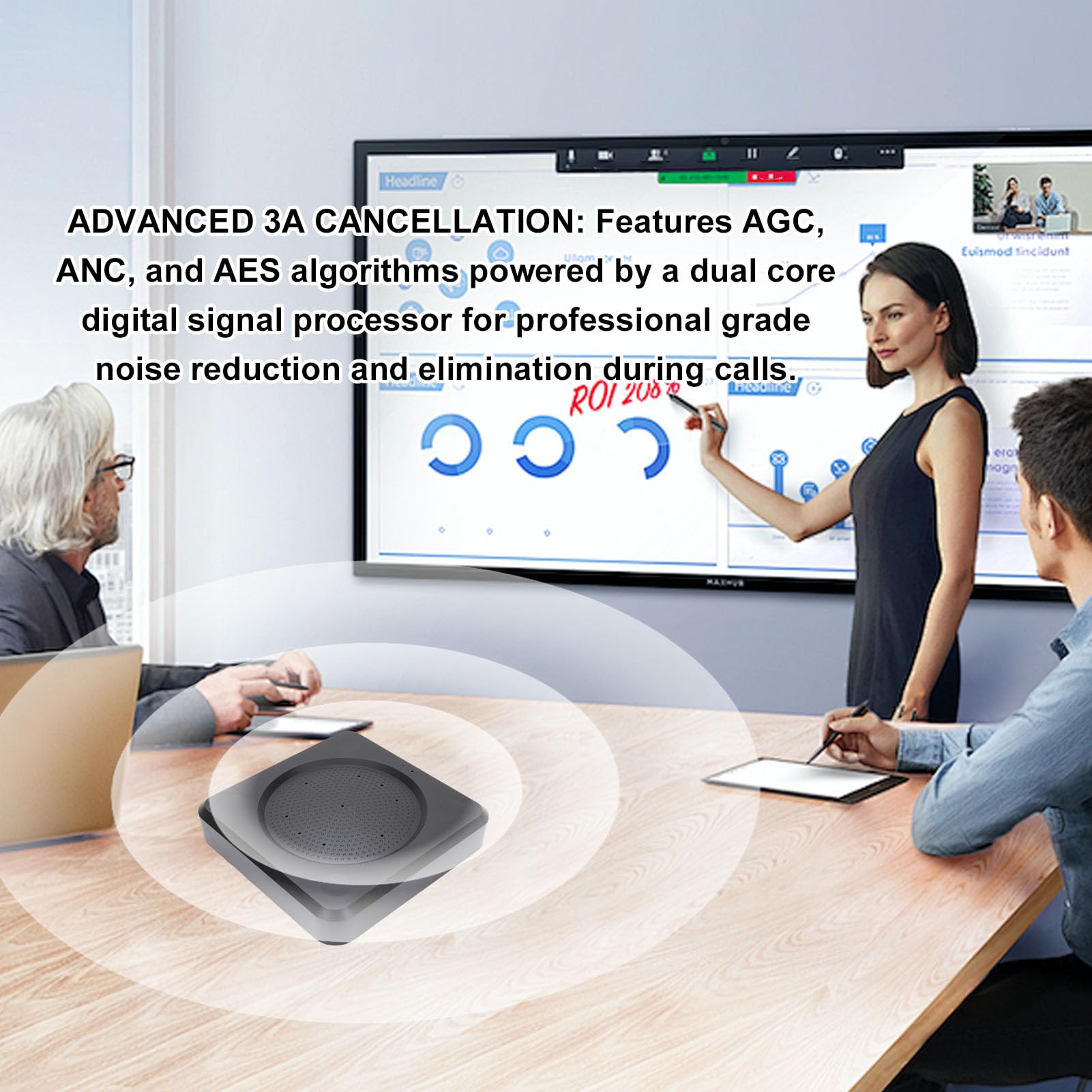 LICAEVEY Conferenza Microfono USB, Riduzione di Pickup e Rumore a 360 ° 10M, Microfono Desktop per Computer per Incontri Online, Classe
