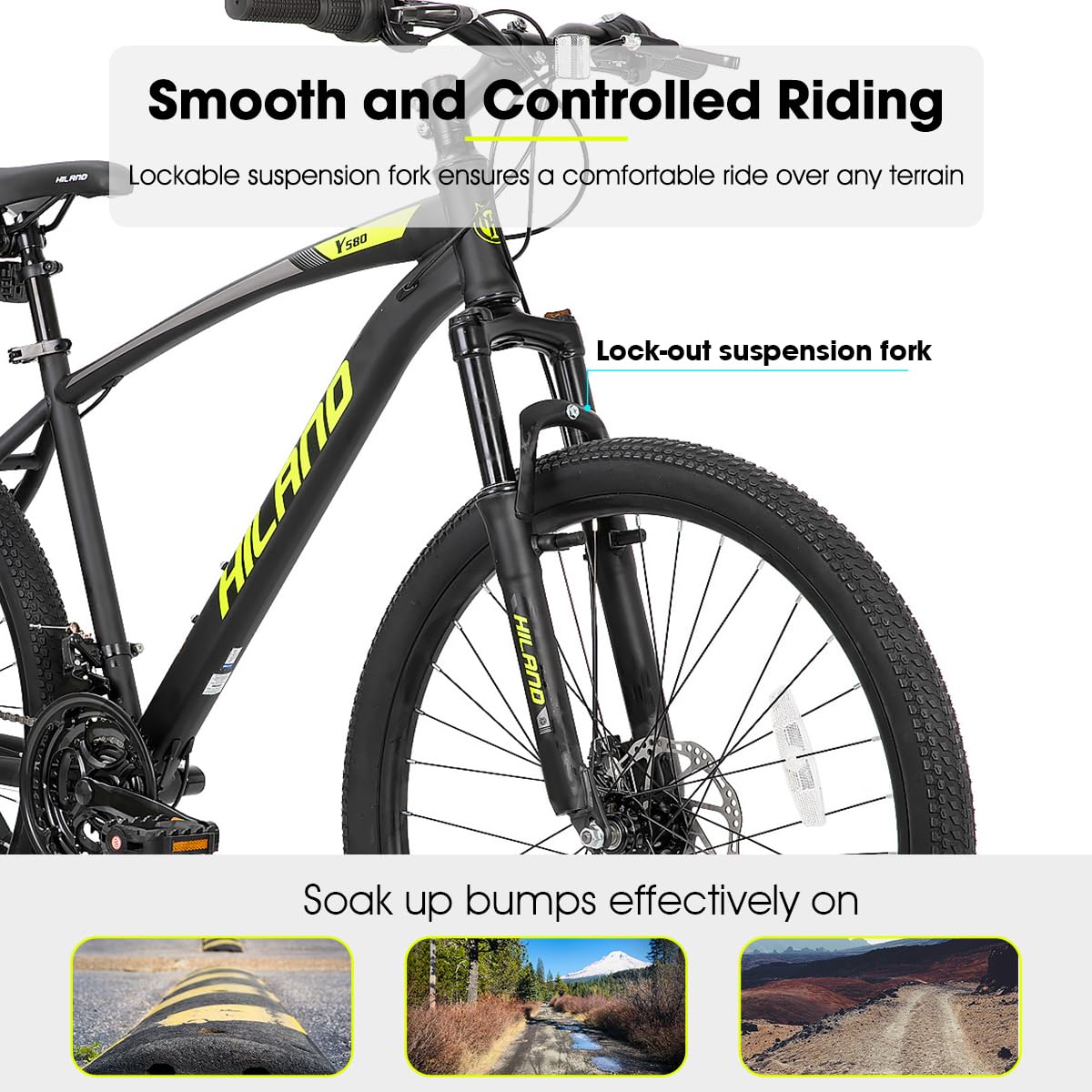 HILAND Bicicleta de montanha masculina e feminina, bicicleta de