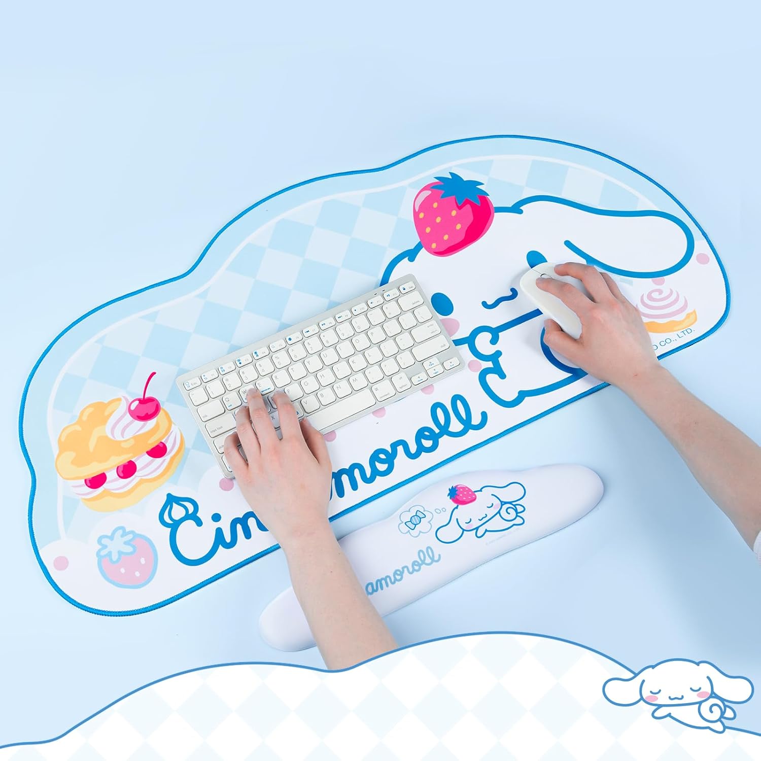 Anime Dog Mouse Pad Wrist Rest Support Set, Non-Slip Desk Mat and Memory Foam Cloud Wrist Rest for Keyboard and Mouse, Perfect for Gaming or Home Office Work - DEG