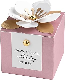 10 Cookie Wedding Favor Ideas That Are Sweet and Simple 44 FEIYI 20 PCS Candy Boxes, 3 In 1Dusty Rose Favor Boxes with Floral Decor...