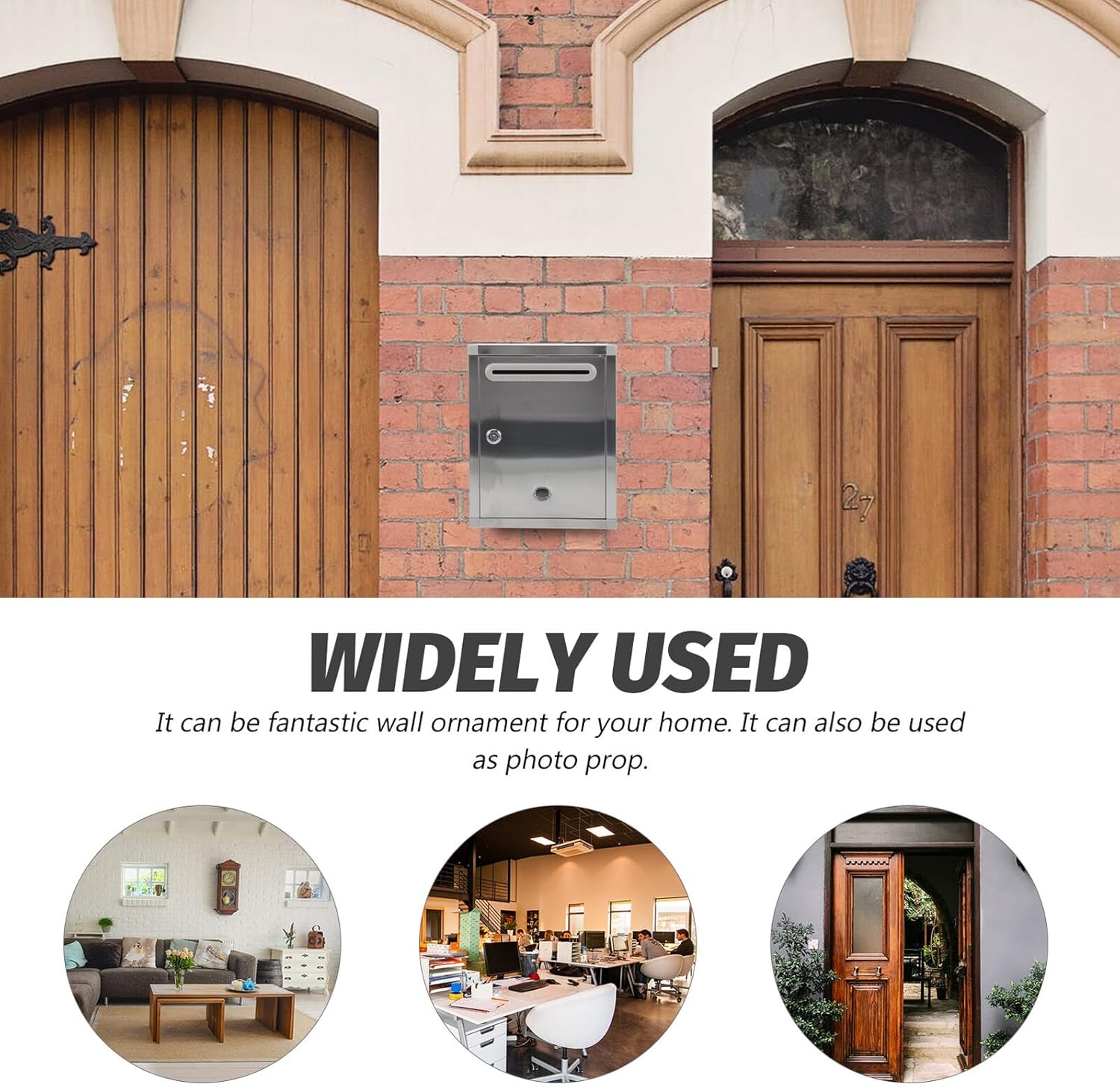 Lockable Stainless Steel Wall Mount Mailbox with Key Security Rust-Resistant Outdoor Letter Box for Home Large Capacity Post Box with Viewing Window Modern Vertical Random Color