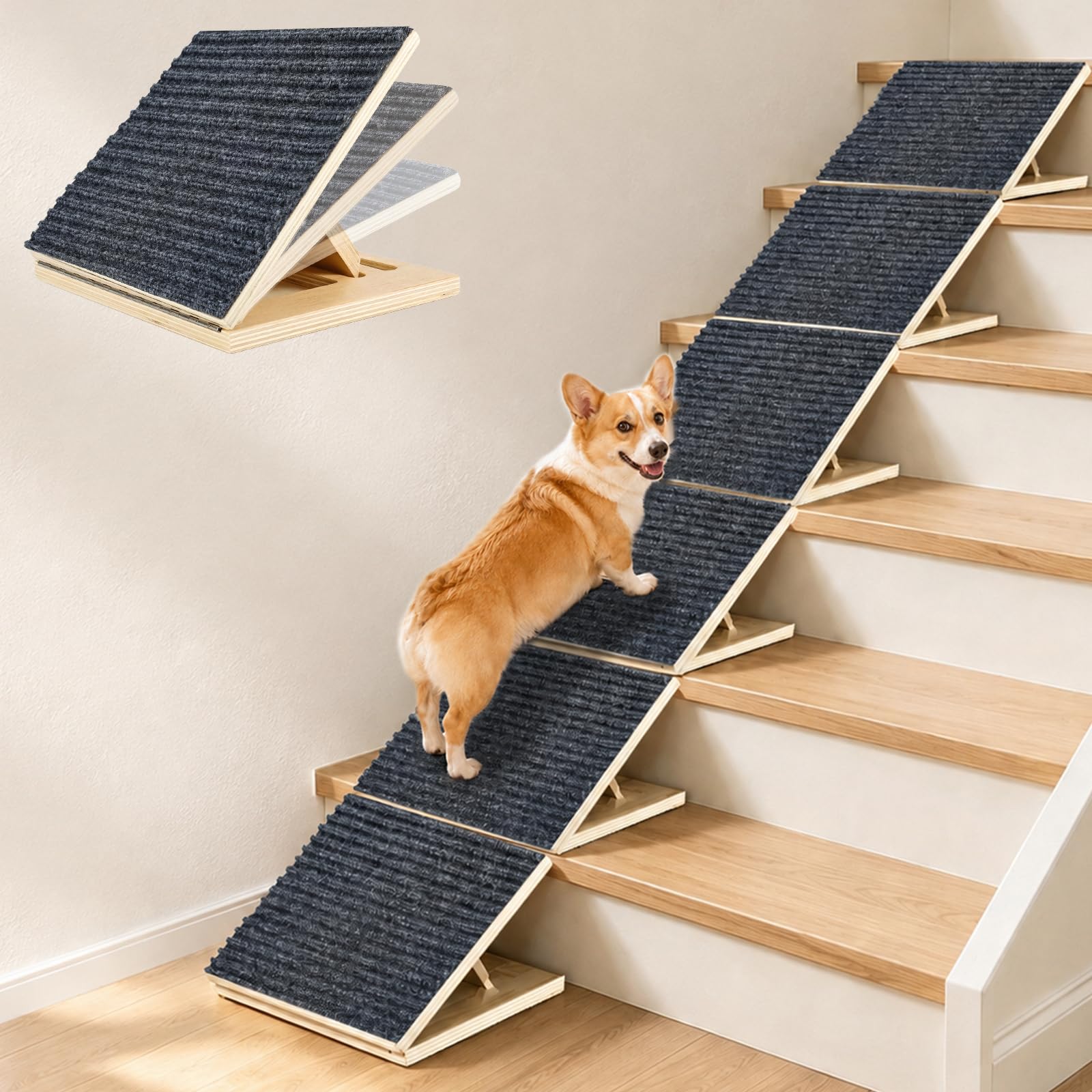 Photo 1 of 6 Pack Dog Ramps for Stairs, Adjustable Dog Stair Ramp, 4.5"-6.6"
