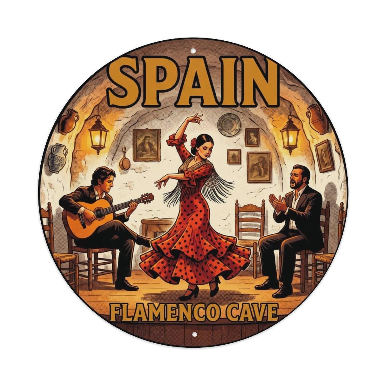 Granada Flamenco Cave Spain Landmark Travel Metal Tin Sign