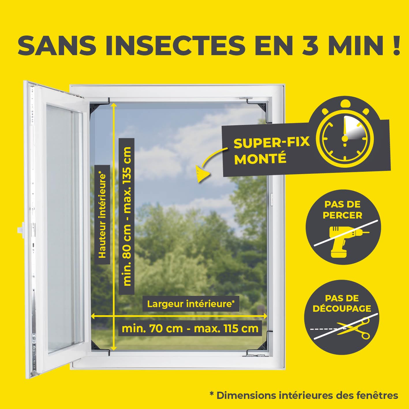 EASYmaxx Insect Protect - Moustiquaire télescopique pour fenêtre - Avec cadre prémonté - Moustiquaire extensible - Moustiquaire intégrée - Anthracite