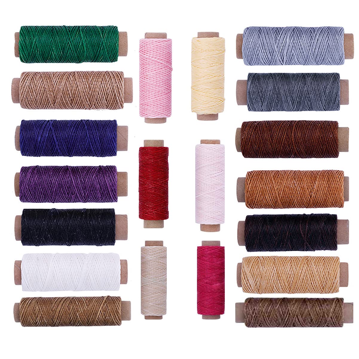 20PCS Hilo De Coser De Cuero,Zodors Hilo Encerado Cuero Cordón Encerado Hilo Macrame Kit 656 Yardas 150D Para Artesanía De Cuero Artesanía De Costura DIY Kit De Costura