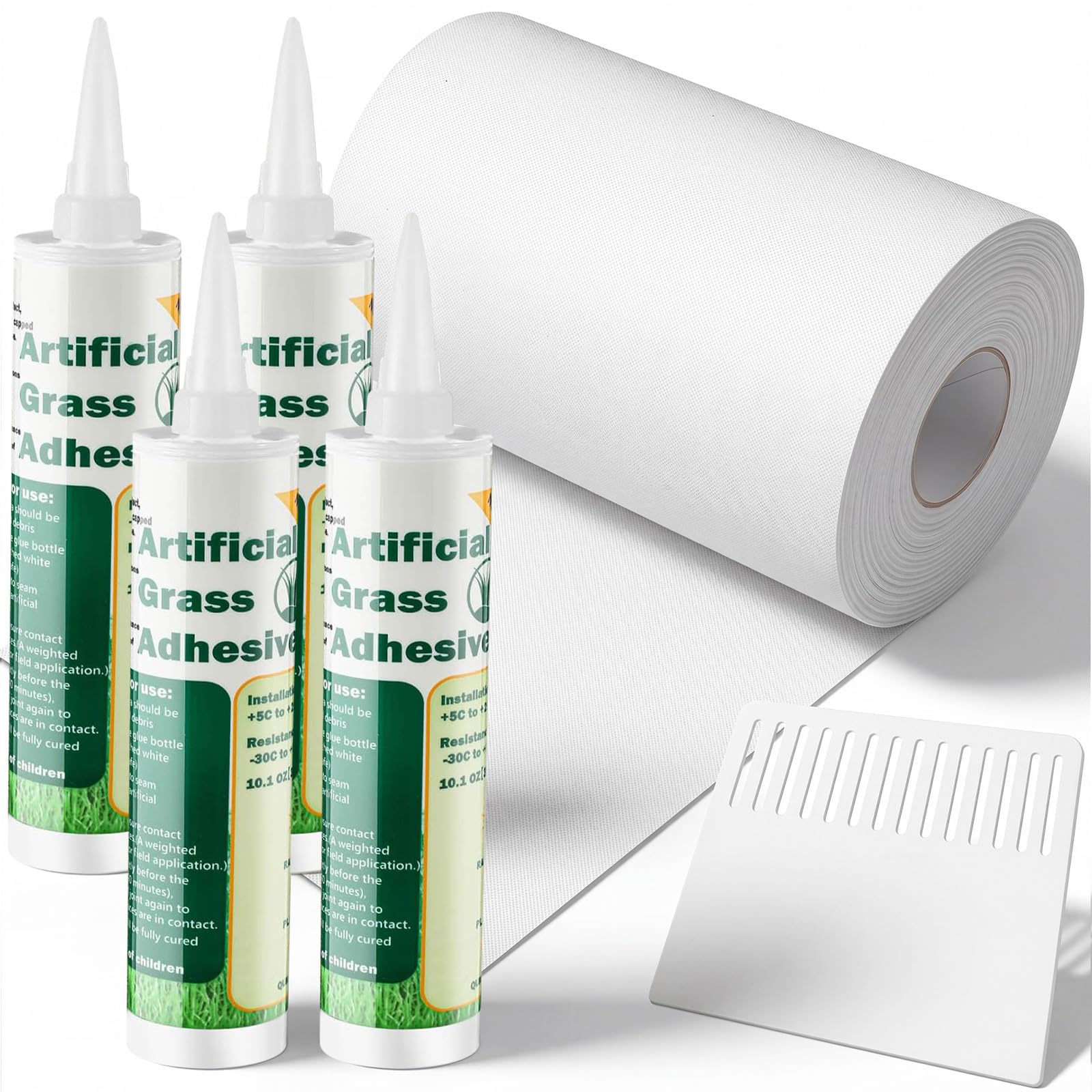 Photo 1 of Threlaco 4 Packs Turf Glue for Artificial Grass, 131 FT x 12 Inches Turf Seam Tape (No Adhesive) Artificial Grass Adhesive with Scraper for Synthetic Surface