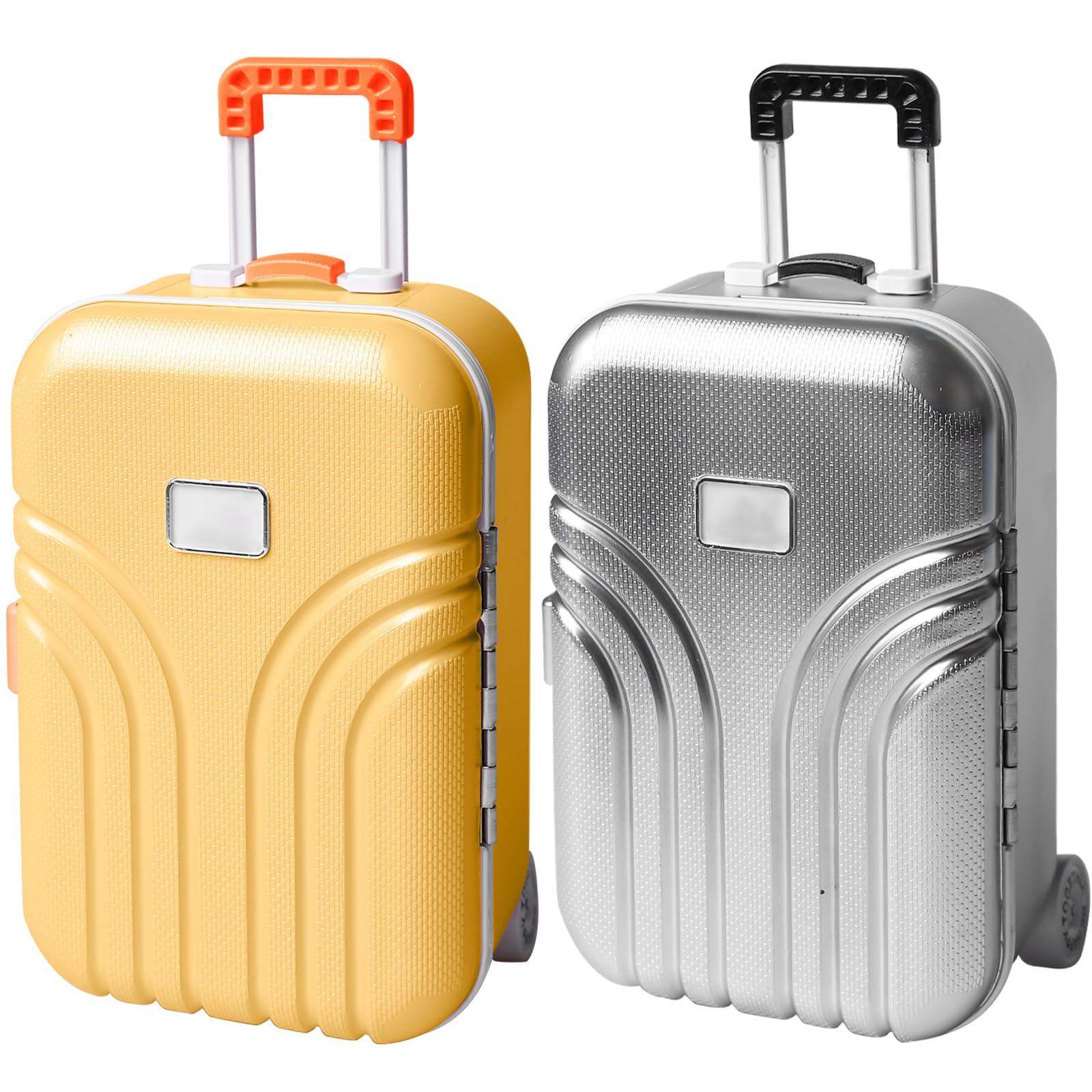 2 pezzi valigia creativa salvadanaio simulazione valigia da viaggio in plastica, piccolo trolley bagagli salvadanaio, piccola scatola per gioielli per bambini e adulti (arancione + argento), nan