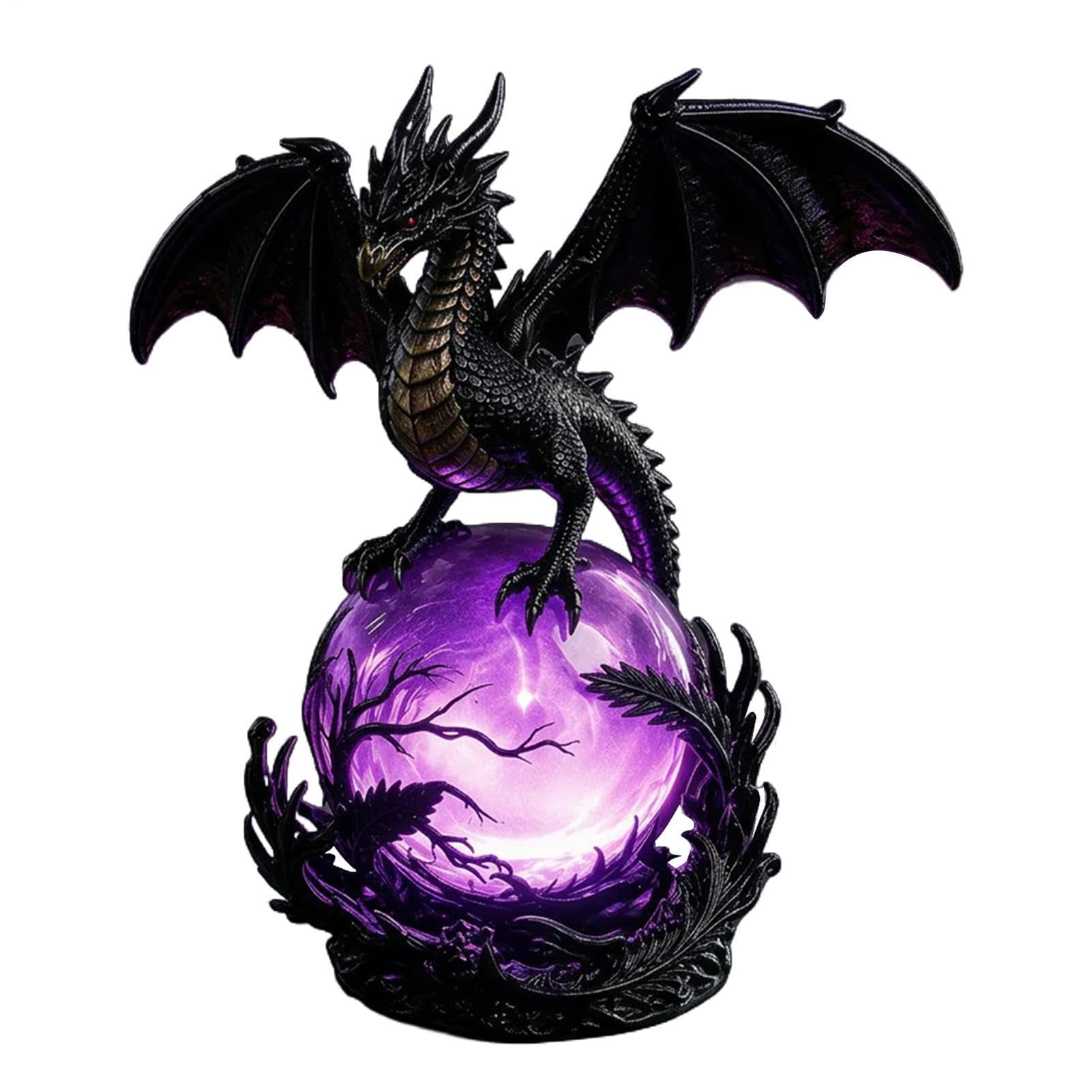 Figurine de dragon en résine de haute qualité avec boule style gothique chic