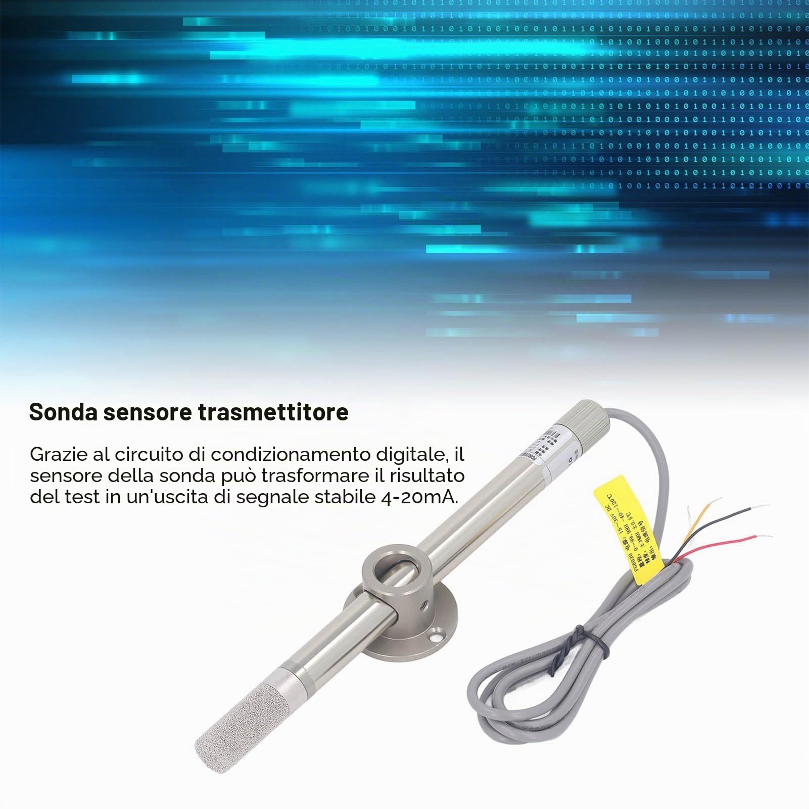 Sensore di umidità e Temperatura, Uscita 4‑20 MA IP68 Impermeabile Trasmettitore 15‑30 V CC Sonda Sensore, Trasmettitore Sensore di Temperatura e umidità per PLC e Monitor