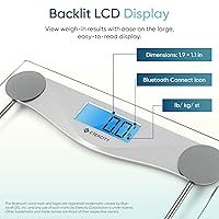 Vista 4 de Etekcity Báscula de baño para peso corporal e IMC, báscula digital Bluetooth mejorada, pantalla de retroiluminación LCD azul grande, medidas de alta