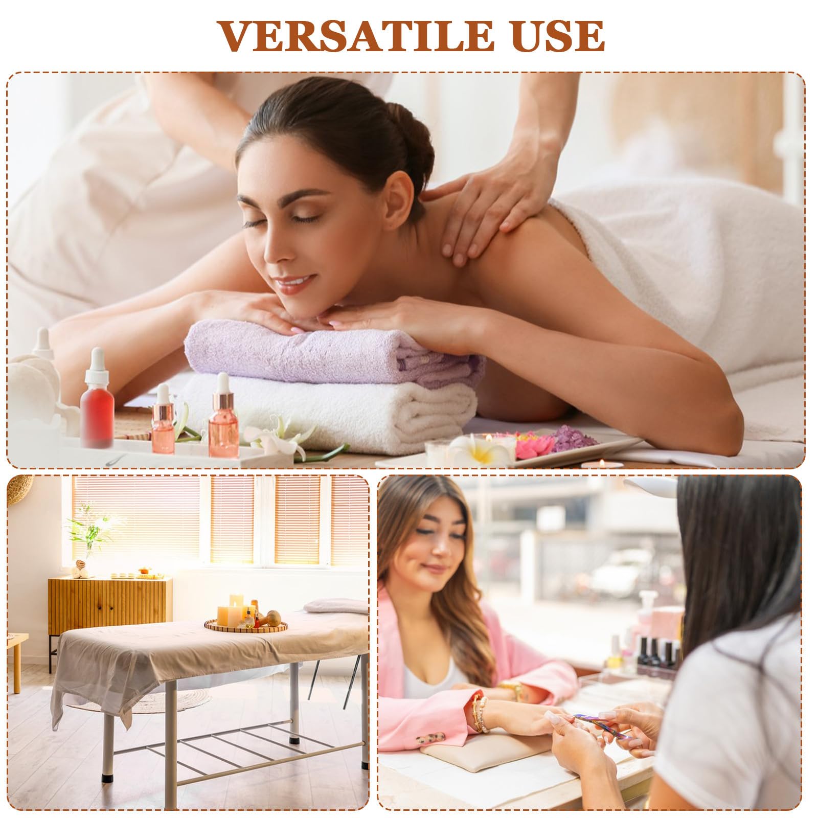 STOBAZA 100 Sábanas Desechables para Camillas de Masaje Ajuste y Fácil Desecho, Ideales para Salones y Spas, Hechas de Tela No Tejida de Color Claro