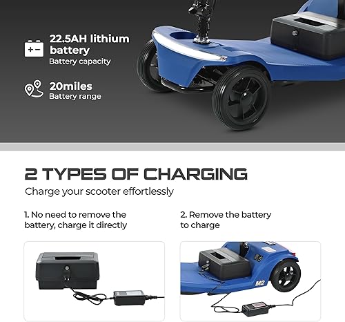 Miniatura 45 de Metro Mobility Patinetes con asiento para adultos, personas mayores, viajes, scooter motorizado eléctrico de 4 ruedas, 2 baterías extraíbles