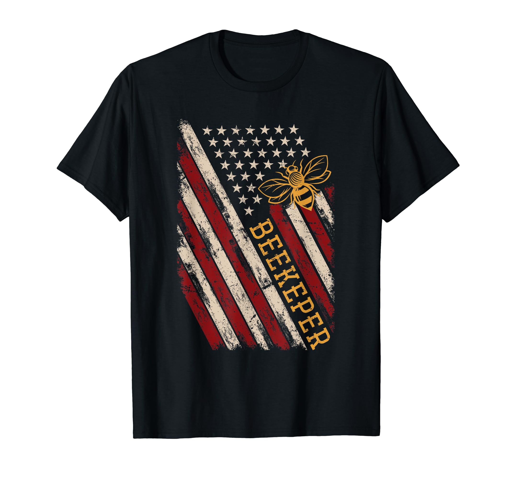 Patriotic Bee Whisperer 4th of July Gift USA Flag Beekeeper T-Shirt