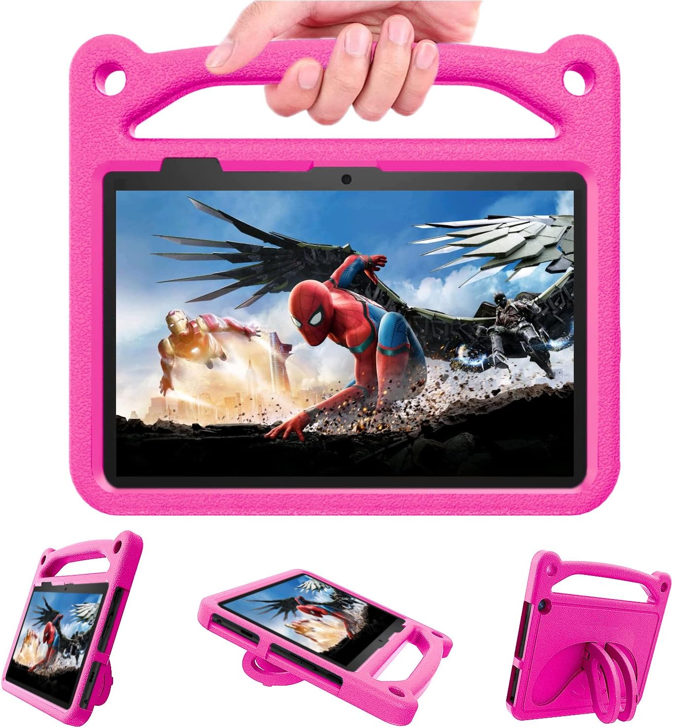 Fire 7 Tablet Case for kids 2022,(7" 12 Generation,2022 Release),DJ&RPPQ Light Weight Shockproof Kid-Proof Protective Cover with Handle Buit-in Foldable Kickstand for Amazon kindle fire 7 tablet,Rose