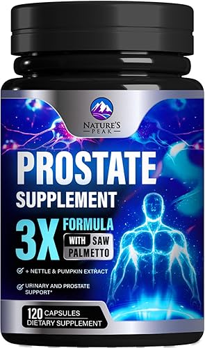 Suplementos para la salud de la próstata para hombres, potente fórmula 3X con palma enana americana + ortiga picante + extracto de semilla de