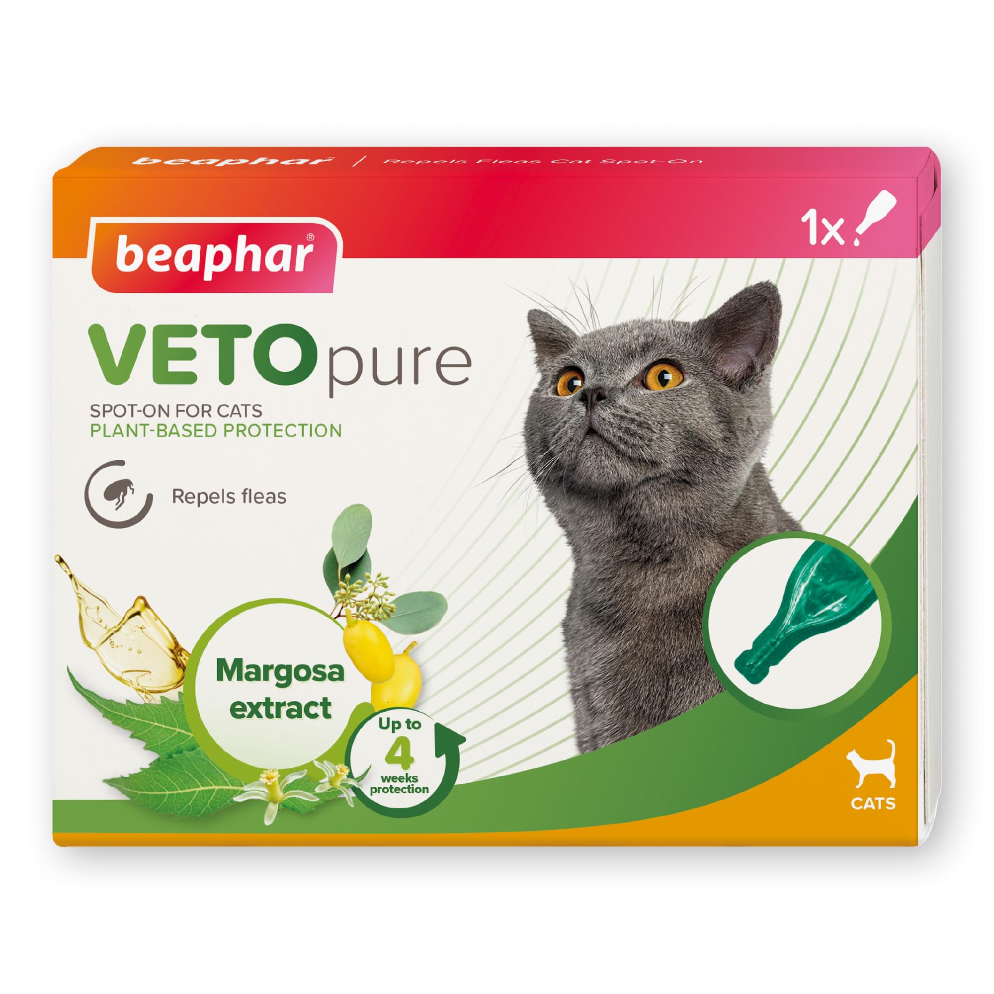 Beaphar VETOpure Flea Spot-On for Cats, 1 Pipette Pack