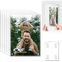 6 Pack 4x6 Magnetic Acrylic Picture Frame, Clear Wall Photo Display